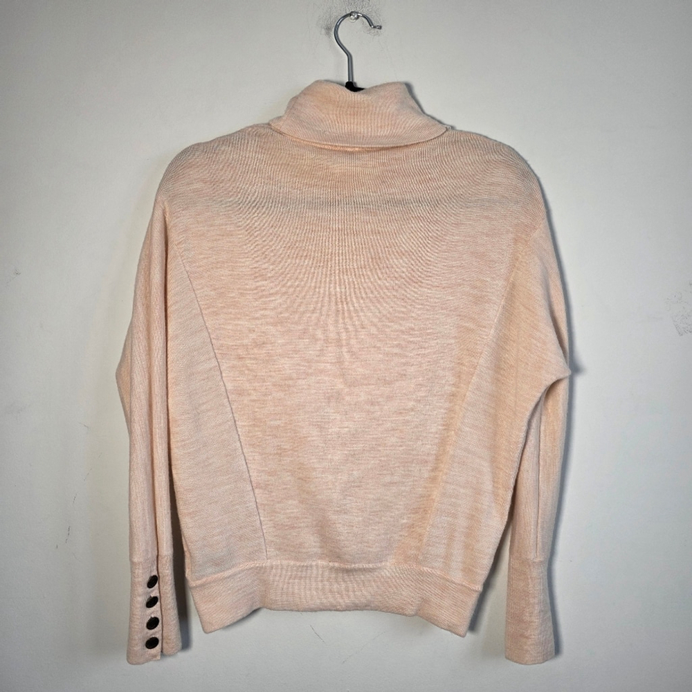 Moth Anthropologie Wool Blend Turtleneck Sweater XS Pink Button Cuff Knit - Picture 5 of 9